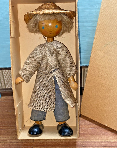 Vintage wooden peg doll - doll, helga