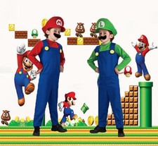Kids Boys Super Mario and Luigi Bros Fancy Dress Halloween Costume Plumber UK