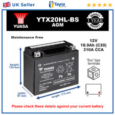 Genuine Yuasa YTX20HL-BS High