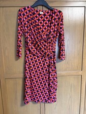 Hatley Pink and Red Geometric faux wrap knit dress size medium 