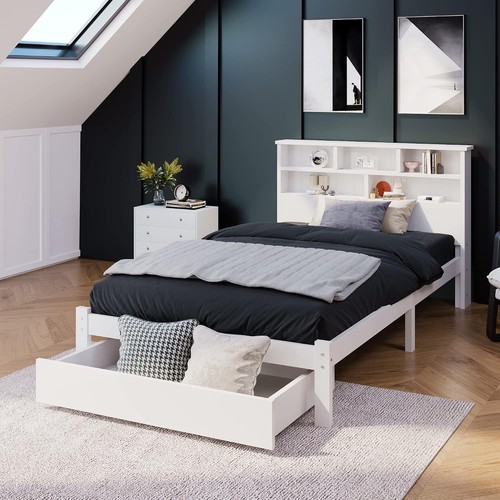 Single bed frame - bed, white