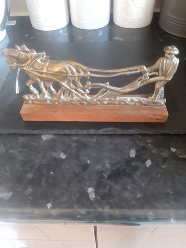 Brass horse plough - horse/plough, on