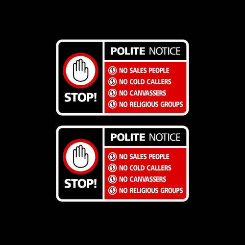 Stop cold calling door - 2x,