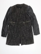 Zara Women Black Tweed Leather