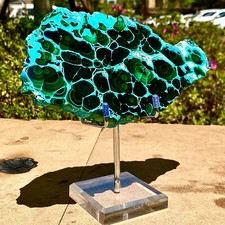 1.63LB Natural polyophthalmic Silicon malachite crystal gloss mineral specimen