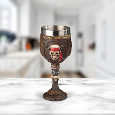 7"H Medieval Pirate Skull Goblet Wine Cup Skeleton Party Cup Fantasy Figurine 