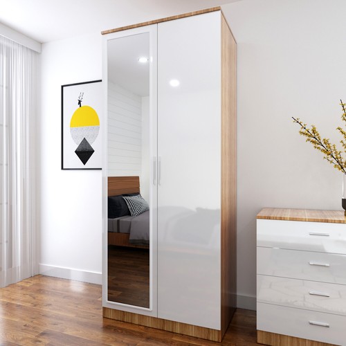 White oak doors wardrobe - white,