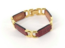 Hermes Red Leather Gold Chain