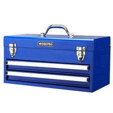 WORKPRO 18" Metal Tool Box 2 Drawers 1 Top Storage Portable Tool Box Metal Latch