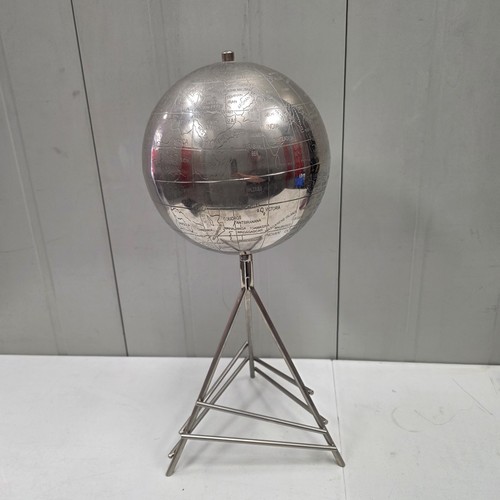 Silver chrome world globe - chrome,