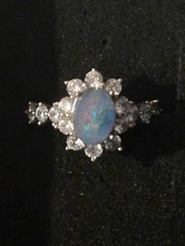 Lightning Ridge Opal Doublet Sterling Silver 925 Adjustable Size Ring