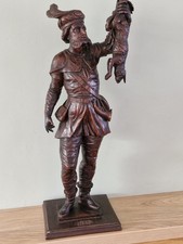 Rare 19 Century Large Bavarian Black Forest Carved Wood Figure Of A Hunter,62cm