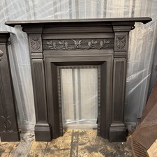 Original Victorian Square Cast Iron Antique Bedroom Fireplace / Fire Surround