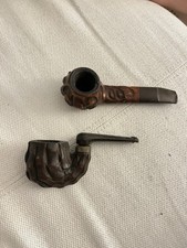 Antique Smoking Pipe Set - Hand Carved Briar Wood