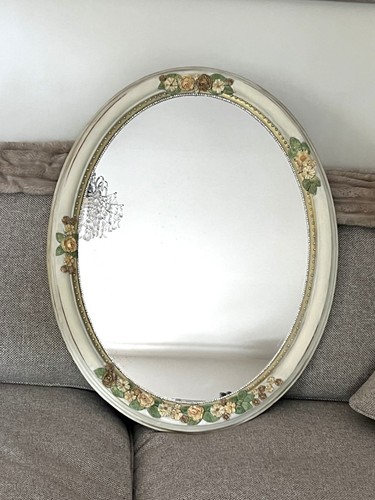 Vintage wood large oval mirror - large,