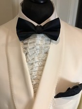 Men’s Ivory/ White Dinner Jacket Tuxedo With Shawl Collar M&S 46 Long wool Mix