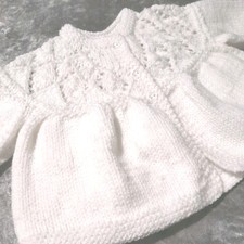 3-6 mons. Girls' Hand-knitted White Baby Matinee Cardigan.. Gift Idea.