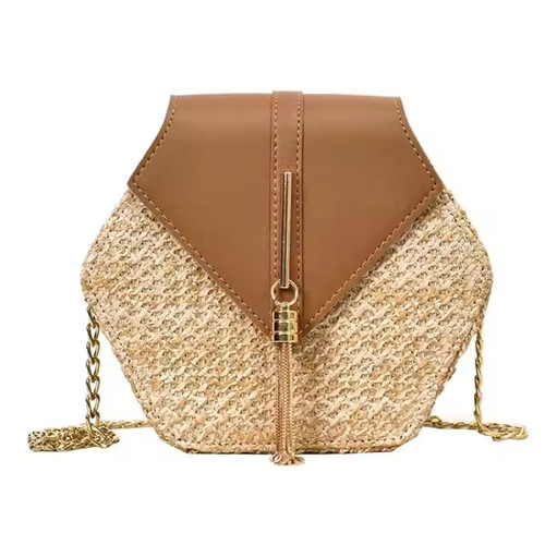 Women straw rattan handbag - straw,