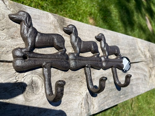 Cast iron dachshund dog - , hook