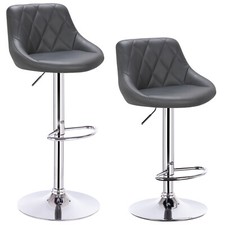 1/2/4 Bar Stool Swivel Gas Lift PU Leather Padded Barstool Breakfast Kitchen Pub