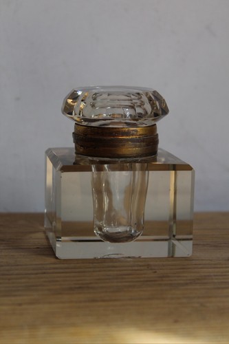 Antique inkwell crystal - crystal, glass