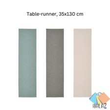 IKEA Table Runner 35x130cm - Natural Grey Green-Blue Cotton Dining Table Decor