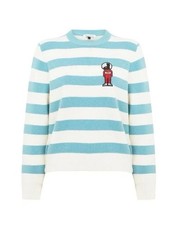 Bella Freud Mythical Bunny Striped Wool Jumper Blue Size Small