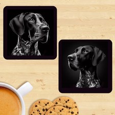 German Shorthaired Pointer Coasters, Set Of 2, Mug Mats, Gift