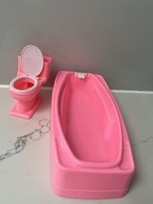Vintage Barbie Bathroom Doll Furniture  Bath  Toilet  Pink
