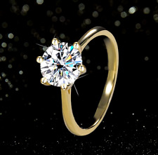GENUINE 1ct 2ct 3ct Moissanite Ring GRA 18K Gold Plated Engagement Sparkly Round