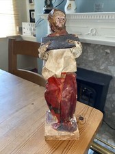 Mexican Paper Mache Figure. Lady Carrying Her Tray.