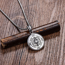 Men's Vintage Compass Necklace – Stainless Steel Adventure Pendant Gift