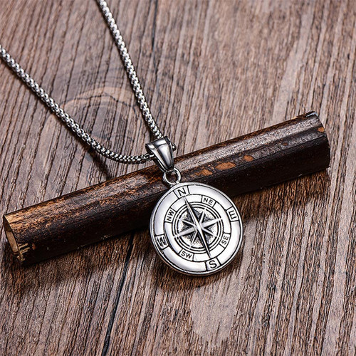 Men vintage compass - men's, necklace