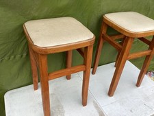 Vintage Pair of 1970s 54 cm tall Beech? Bentwood Kitchen Stools.
