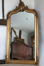 Large Antique Gold Gilt  French Arch Over mantle Hall Wall Leaner Mirror 5ft