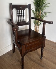 Victorian Oak Commode Chair 