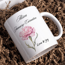 Personalised birth flower mug or coaster: add a name, ideal gift!