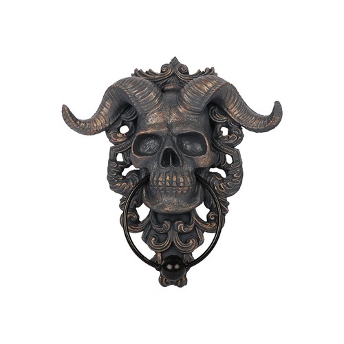 Antique goat horned skull door - goat,