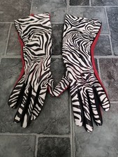 Zebra Print &Red Backed long Leather Gloves By Corder London Size S/M