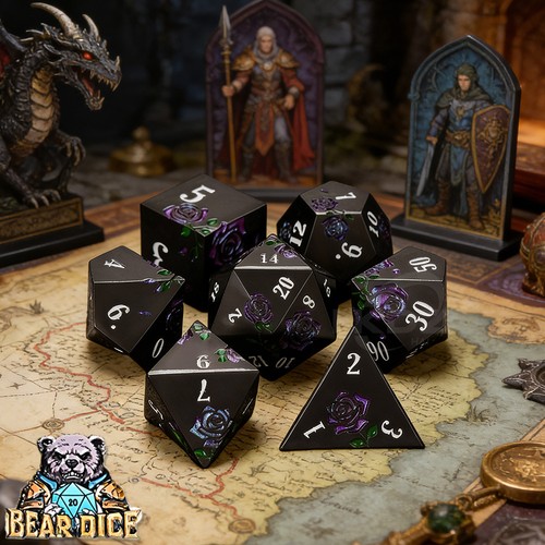 Black purple rose metal dnd - purple,