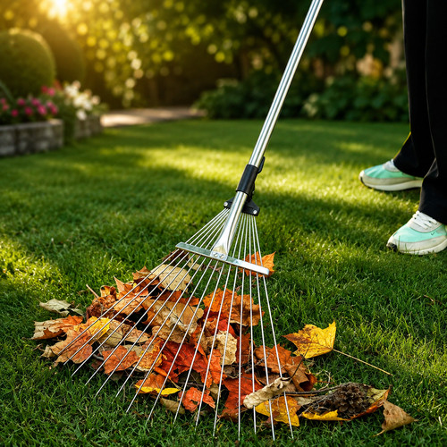 Telescopic metal garden - garden, rake