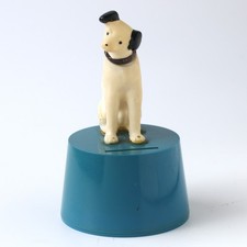 Nipper the RCA Victor Dog Coin Bank Plastic Figure 11cm 4.3in Vintage japan blue