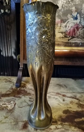 Antique brass artillery shell - brass,