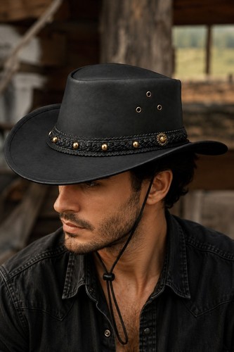 100 real leather cowboy hat - 100%,