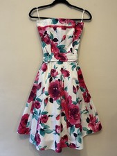 Stapless Vintage Rockabilly Floral 1950s Style Swing Dress With Belt Size 10