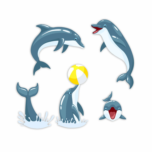 Playful dolphin vinyl decal - x5,