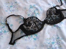 Agent Provocateur 34DD Black Gauze Mesh & Lace Underwired Bra