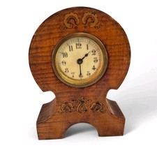 Edwardian Inlaid Mahogany Balloon Shaped Mantel Clock With White Enamel Face