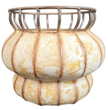 Vintage Urn Planter concrete and iron 8"