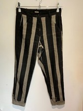 Annette Gortz capri slim leg trousers 36 10 12 VGC W30 L29 stripy linen casual